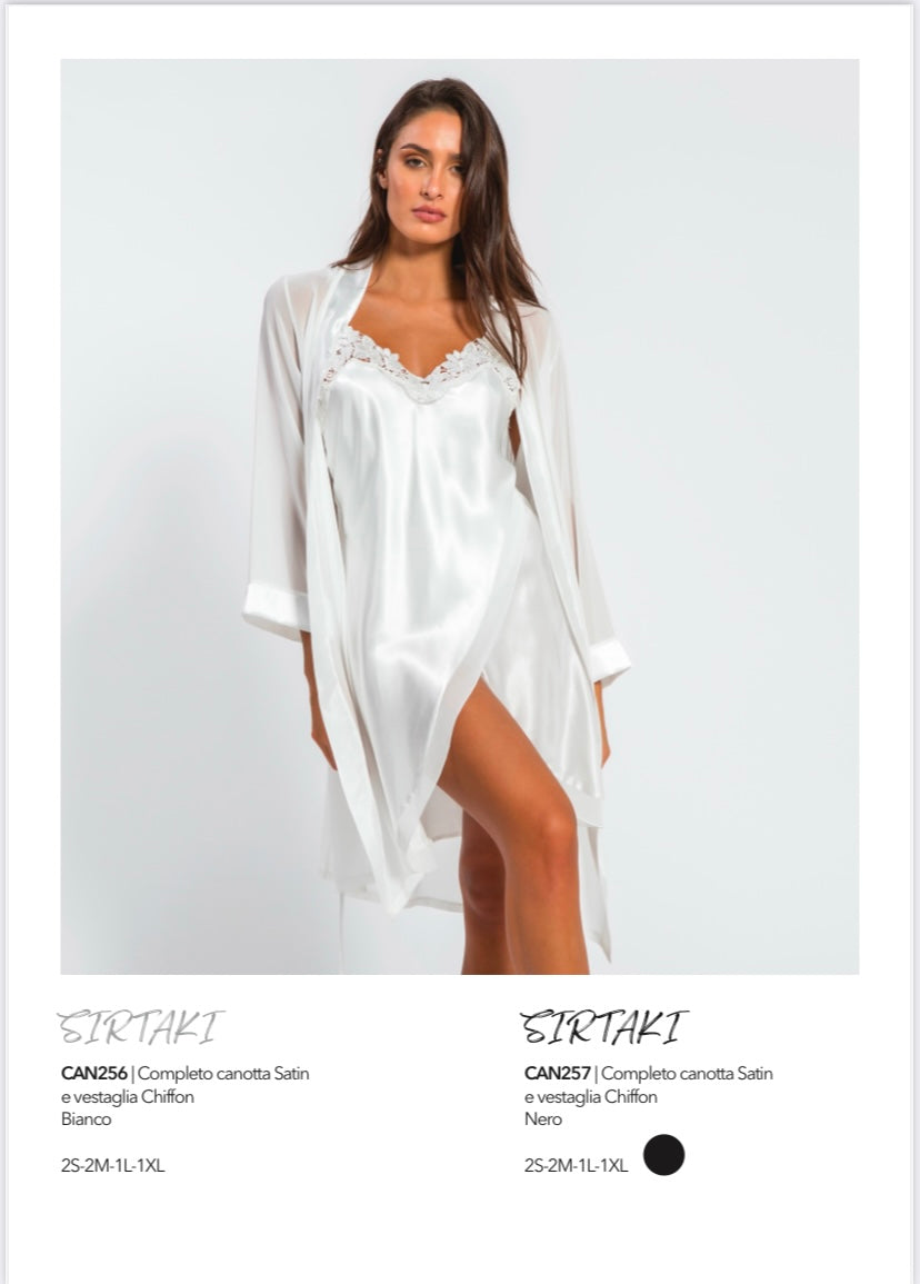 Milk and Honey Art.Sirtaki Completo Canotta Satin e Vestaglia Chiffon