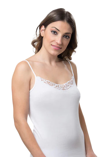 Intissimopiù - Art. 1818  Canotta Donna Caldo Cotone S/S con Applicazione Macramè