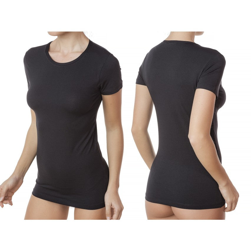 Jadea - Art. 4180 - Maglia Donna Cotone Bielastico Manica Corta Girocollo